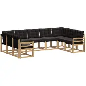 vidaXL Ensemble de salon de jardin 9 pièces, blanc et noir
