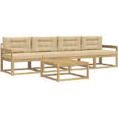 vidaXL Ensemble de salon de jardin 4 pièces, blanc et beige