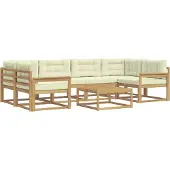 vidaXL Ensemble de salon de jardin 5 pièces, blanc et crème
