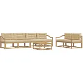 vidaXL Ensemble de salon de jardin 6 pièces, blanc et beige