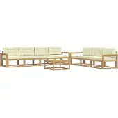 vidaXL Ensemble de salon de jardin 7 pièces, blanc et crème