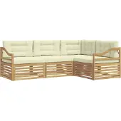 vidaXL Ensemble de salon de jardin 4 pièces, blanc et crème, en polyester