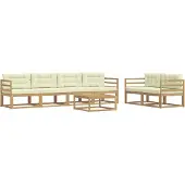 vidaXL Ensemble de salon de jardin 6 pièces, blanc et crème