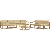 vidaXL Ensemble de salon de jardin 7 pièces, blanc et beige