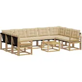 vidaXL Ensemble de salon de jardin 10 pièces, blanc et beige