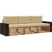 vidaXL Ensemble de 3 assises de jardin , couleur naturelle et beige, en polyester