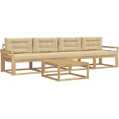 vidaXL Ensemble de salon de jardin 4 pièces, blanc et beige