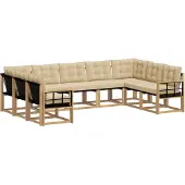 vidaXL Ensemble de salon de jardin 9 pièces, blanc et beige