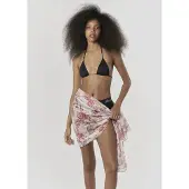 KOROSHI Serviette de plage beige / bleu clair / rose clair / blanc