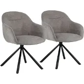 Happy Garden Lot de 2 chaises en tissu gris SAFFI
