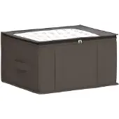 vidaXL Boîte de rangement avec fenêtre transparente sur le dessus, gris, en non-tissé