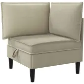 vidaXL Canapé d'angle avec rangement, velours couleur sable