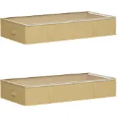 vidaXL Boîte de rangement avec fenêtre transparente sur le dessus, lot de 2, couleur crème