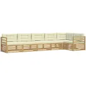 vidaXL Ensemble de canapés d'extérieur , 6 pièces, blanc et crème, en polyester