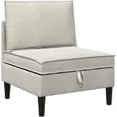 vidaXL Canapé central avec rangement, velours crème