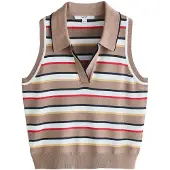 Next Tops en tricot beige foncé / bleu marine / rouge / blanc