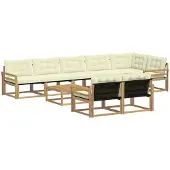 vidaXL Ensemble de salon de jardin 9 pièces, blanc et crème