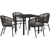 Syfax Ensemble de salle à manger pour jardin 5 pcs Marron