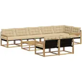 vidaXL Ensemble de salon de jardin 9 pièces, blanc et beige