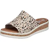 Rieker Sandales compensées V418860 V41 pour femmes, couleur beige, modèle pantoufle, pour un usage quotidien