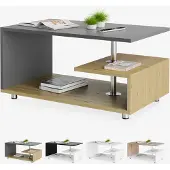 Casaria Table basse Orlando bois/gris 95x55x50cm
