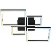 Briloner Plafonnier LEUCHTEN FRAME, 40 W, 4000 lm, IP20, noir, métal-plastique, intensité lumineuse variable, CCT, 75 x 46,7 x 7,5 cm