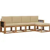 vidaXL Ensemble de canapés d'extérieur , 5 pièces, polyester naturel et beige