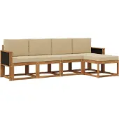vidaXL Ensemble de canapés d'extérieur , 5 pièces, polyester naturel et beige