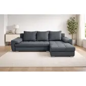 AX Living Manisa Salon Canapé L Canapé d'angle gris foncé D