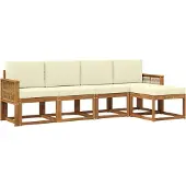 vidaXL Ensemble de canapés d'extérieur , 5 pièces, polyester naturel et crème