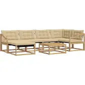 vidaXL Ensemble de canapés d'extérieur , 7 pièces, blanc et beige, 79 x 79 x 37 cm