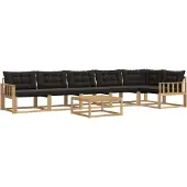 vidaXL Ensemble de canapés d'extérieur , 7 pièces, blanc et noir, 79 x 79 x 37 cm