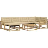 vidaXL Ensemble de canapés d'extérieur , 7 pièces, blanc et beige, 79 x 79 x 37 cm