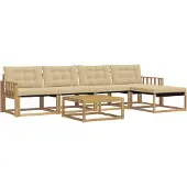 vidaXL Ensemble de canapés d'extérieur , 6 pièces, blanc et beige, 79 x 79 x 37 cm