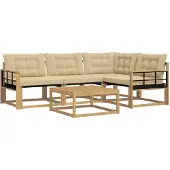 vidaXL Ensemble de canapés d'extérieur , 5 pièces, blanc et beige, 79 x 79 x 37 cm