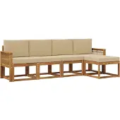 vidaXL Ensemble de canapés d'extérieur , 5 pièces, polyester naturel et beige