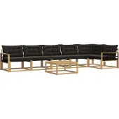 vidaXL Ensemble de canapés d'extérieur , 7 pièces, blanc et noir, 79 x 79 x 37 cm