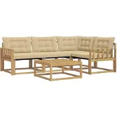 vidaXL Ensemble de salon de jardin 5 pièces, blanc et beige