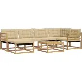 vidaXL Ensemble de canapés d'extérieur , 7 pièces, blanc et beige, 79 x 79 x 37 cm