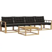 vidaXL Ensemble de canapés d'extérieur , 5 pièces, blanc et noir, 79 x 79 x 37 cm
