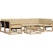 vidaXL Ensemble de salon de jardin 7 pièces, blanc et beige