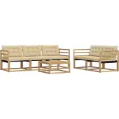 vidaXL Ensemble de salon de jardin 6 pièces, blanc et beige