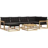vidaXL Ensemble de canapés d'extérieur , 7 pièces, blanc et noir, 79 x 79 x 37 cm