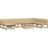 vidaXL Ensemble de salon de jardin , 9 pièces, blanc et beige, en bois d'acacia massif