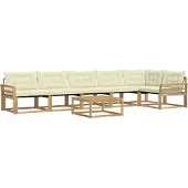 vidaXL Ensemble de salon de jardin 7 pièces, blanc et crème