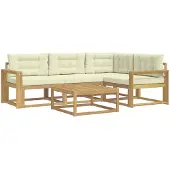 vidaXL Ensemble de salon de jardin , 5 pièces, blanc et crème, en polyester