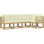 vidaXL Ensemble de salon de jardin 5 pièces, blanc et crème