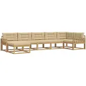 vidaXL Ensemble de salon de jardin 7 pièces, blanc et beige