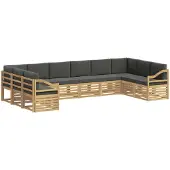 vidaXL Ensemble de salon de jardin , 10 pièces, blanc et anthracite, en polyester