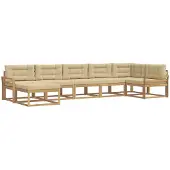vidaXL Ensemble de salon de jardin 7 pièces, blanc et beige